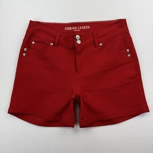 Sabrina Lauren Red Stretch Shorts Womens 10 Preppy Classic Vacation Summer